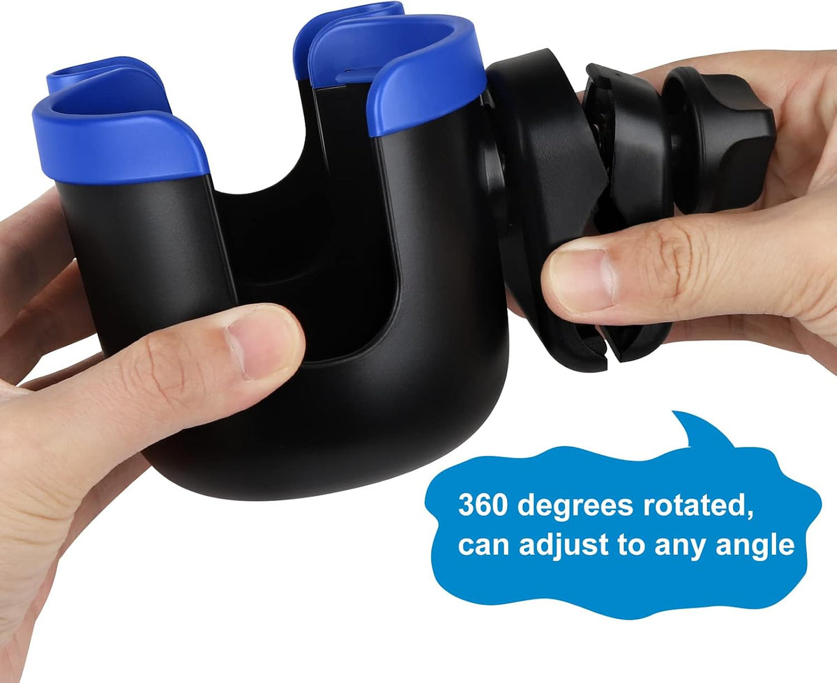 Stroller Cup Holder with Phone Holder, Bike Cup Holder, Universal Cup Holder for Uppababy Nuna Strollers, 2-in-1 Drinks Holder for Walker, Wheelchair, Scooter - Colors B