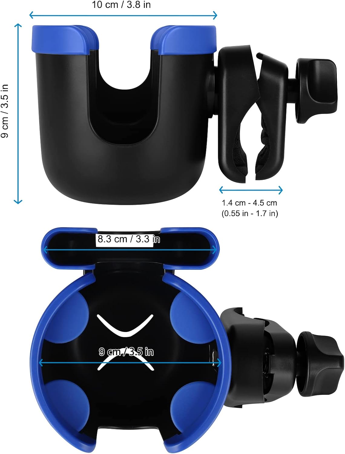 Stroller Cup Holder with Phone Holder, Bike Cup Holder, Universal Cup Holder for Uppababy Nuna Strollers, 2-in-1 Drinks Holder for Walker, Wheelchair, Scooter - Colors B