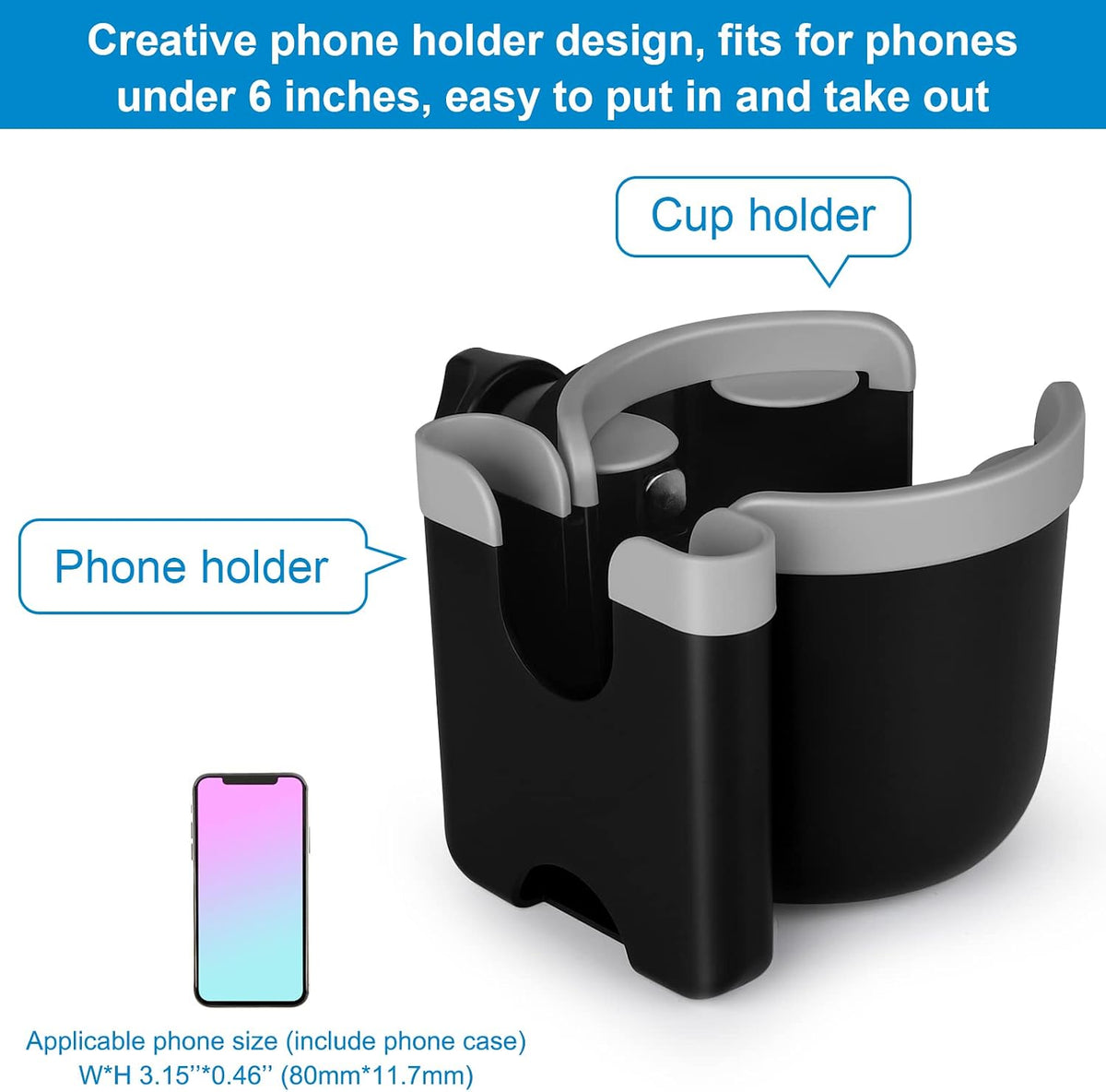 Stroller Cup Holder with Phone Holder, Bike Cup Holder, Universal Cup Holder for Uppababy Nuna Strollers, 2-in-1 Drinks Holder for Walker, Wheelchair, Scooter - Colors B