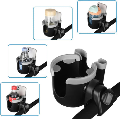 Stroller Cup Holder with Phone Holder, Bike Cup Holder, Universal Cup Holder for Uppababy Nuna Strollers, 2-in-1 Drinks Holder for Walker, Wheelchair, Scooter - Colors B