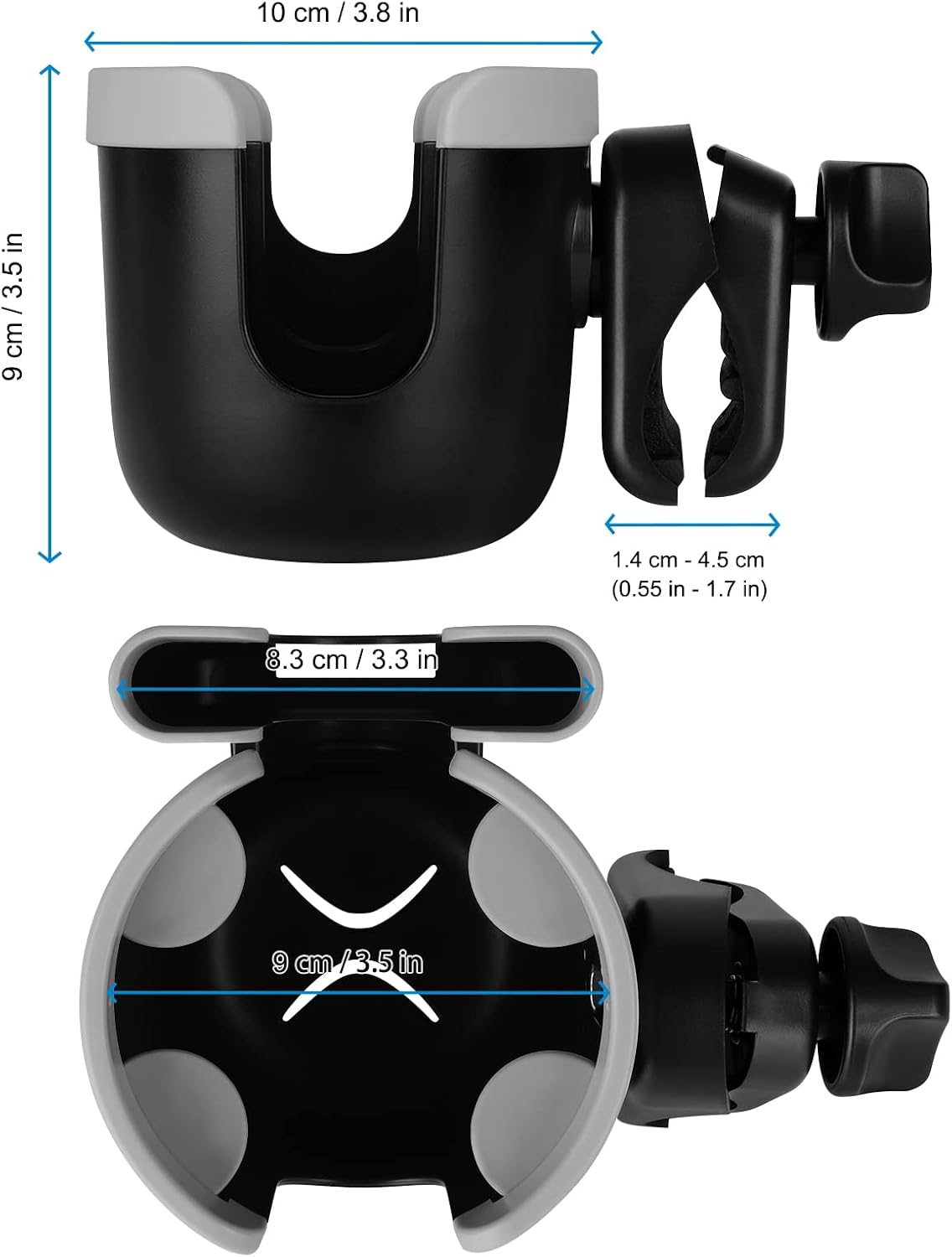 Stroller Cup Holder with Phone Holder, Bike Cup Holder, Universal Cup Holder for Uppababy Nuna Strollers, 2-in-1 Drinks Holder for Walker, Wheelchair, Scooter - Colors B