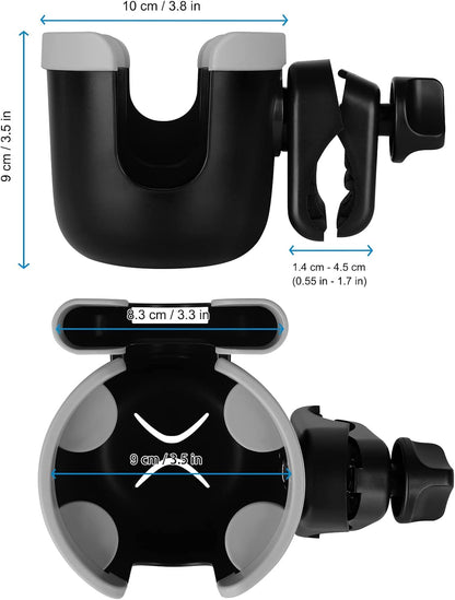 Stroller Cup Holder with Phone Holder, Bike Cup Holder, Universal Cup Holder for Uppababy Nuna Strollers, 2-in-1 Drinks Holder for Walker, Wheelchair, Scooter - Colors B