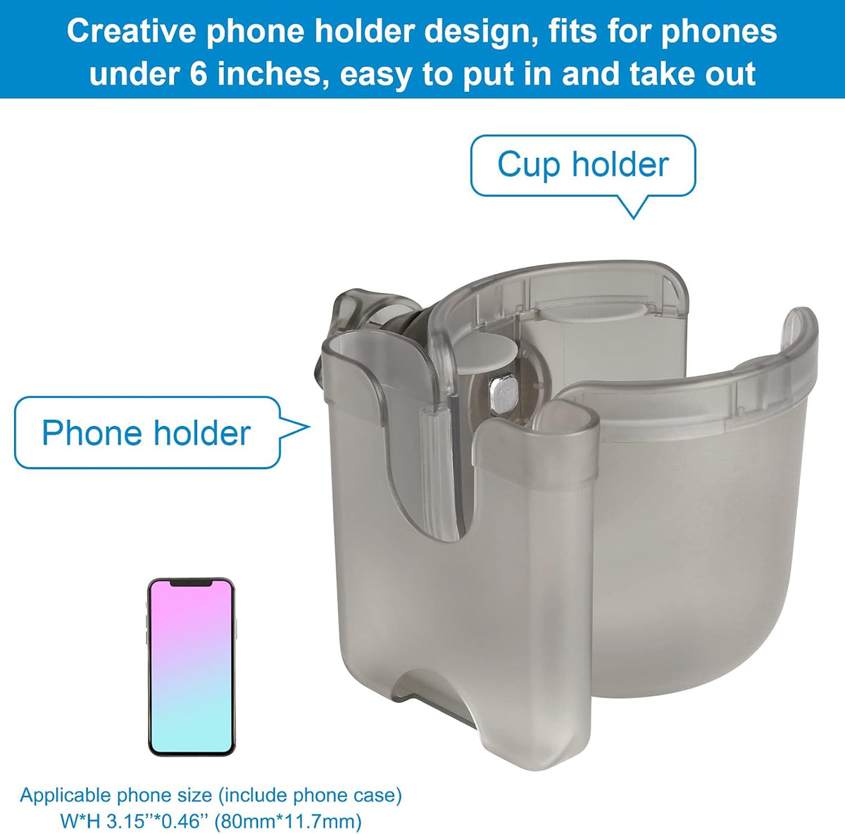 Stroller Cup Holder with Phone Holder, Bike Cup Holder, Universal Cup Holder for Uppababy Nuna Strollers, 2-in-1 Drinks Holder for Walker, Wheelchair, Scooter - Colors B