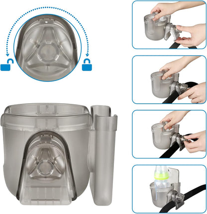 Stroller Cup Holder with Phone Holder, Bike Cup Holder, Universal Cup Holder for Uppababy Nuna Strollers, 2-in-1 Drinks Holder for Walker, Wheelchair, Scooter - Colors B