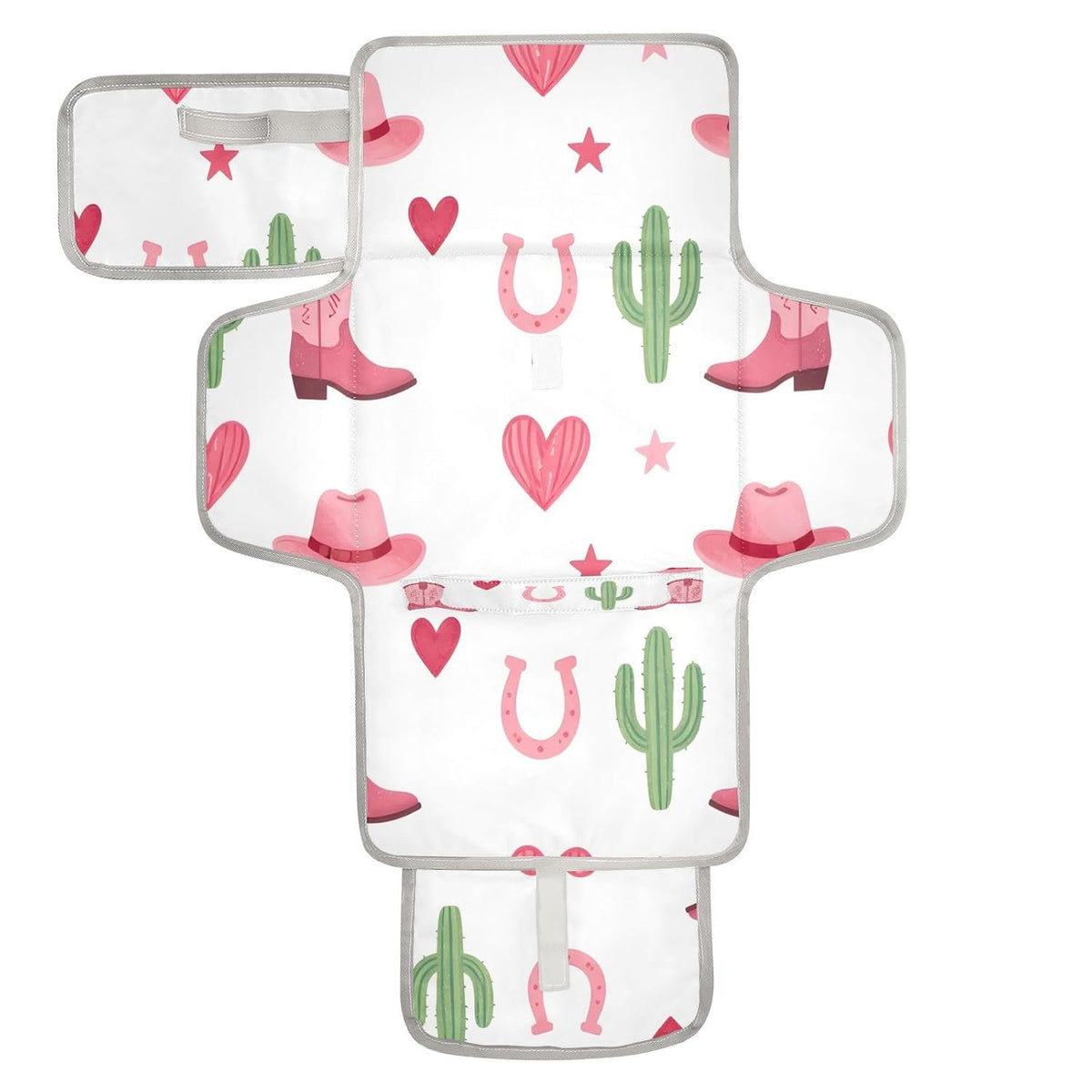 Cowgirl Boots Portable Diaper Changing Pad, Waterproof Baby Changing Mat with Storage Pocket & Built-in Pillow, Foldable Travel Pad, Newborn Gift Set for Boy Girl