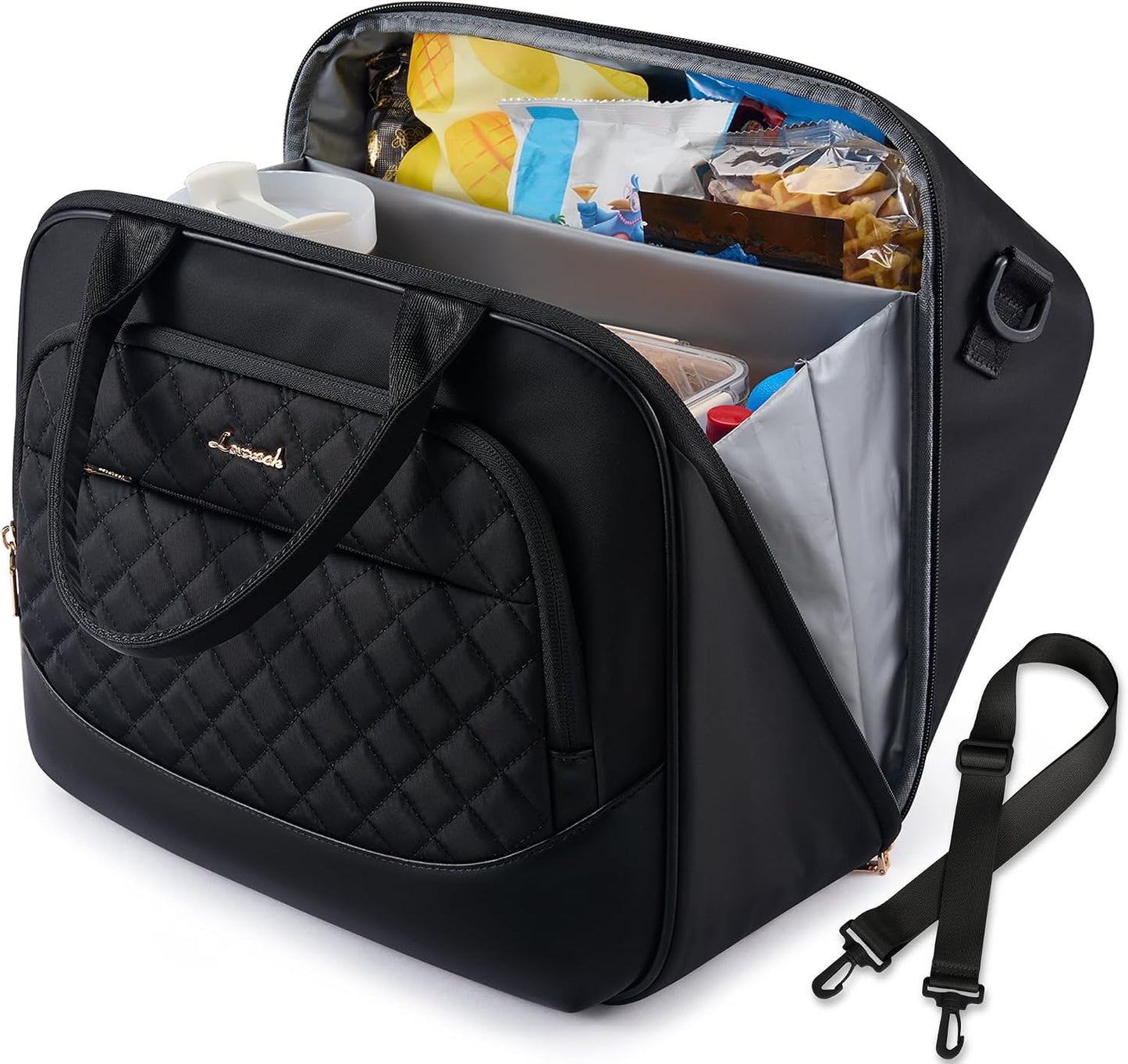 Insulated Lunch Bag for Women,Large Lunch Box Cooler Tote with Anti-Shifting Triangular Lid,Fixing Buckle for 40oz Tumbler,Wide Opening No-Spill Meal Carrier for Work Nurse Teacher Car Trip