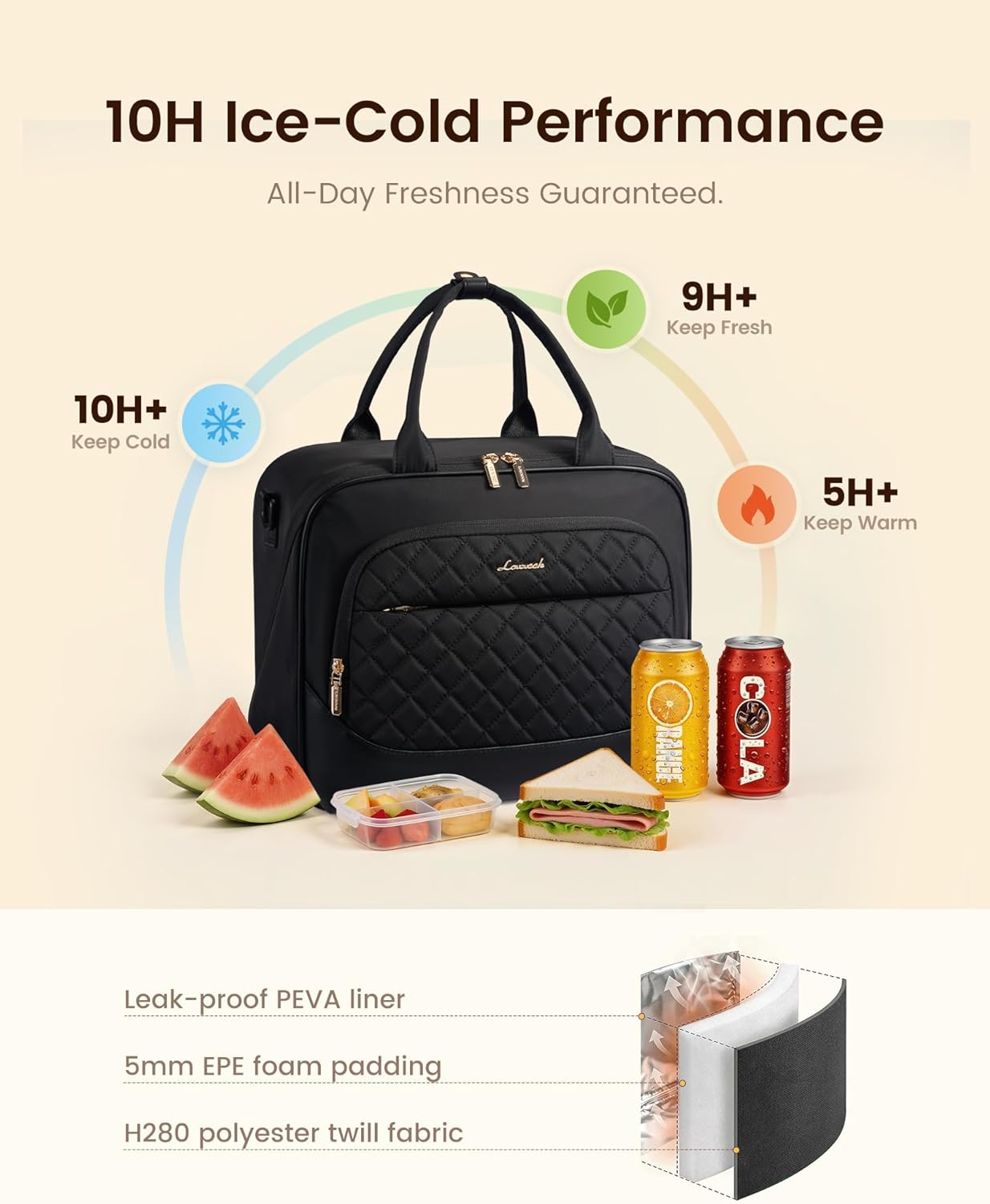 Insulated Lunch Bag for Women,Large Lunch Box Cooler Tote with Anti-Shifting Triangular Lid,Fixing Buckle for 40oz Tumbler,Wide Opening No-Spill Meal Carrier for Work Nurse Teacher Car Trip