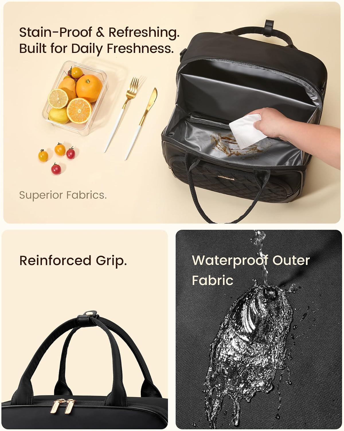 Insulated Lunch Bag for Women,Large Lunch Box Cooler Tote with Anti-Shifting Triangular Lid,Fixing Buckle for 40oz Tumbler,Wide Opening No-Spill Meal Carrier for Work Nurse Teacher Car Trip