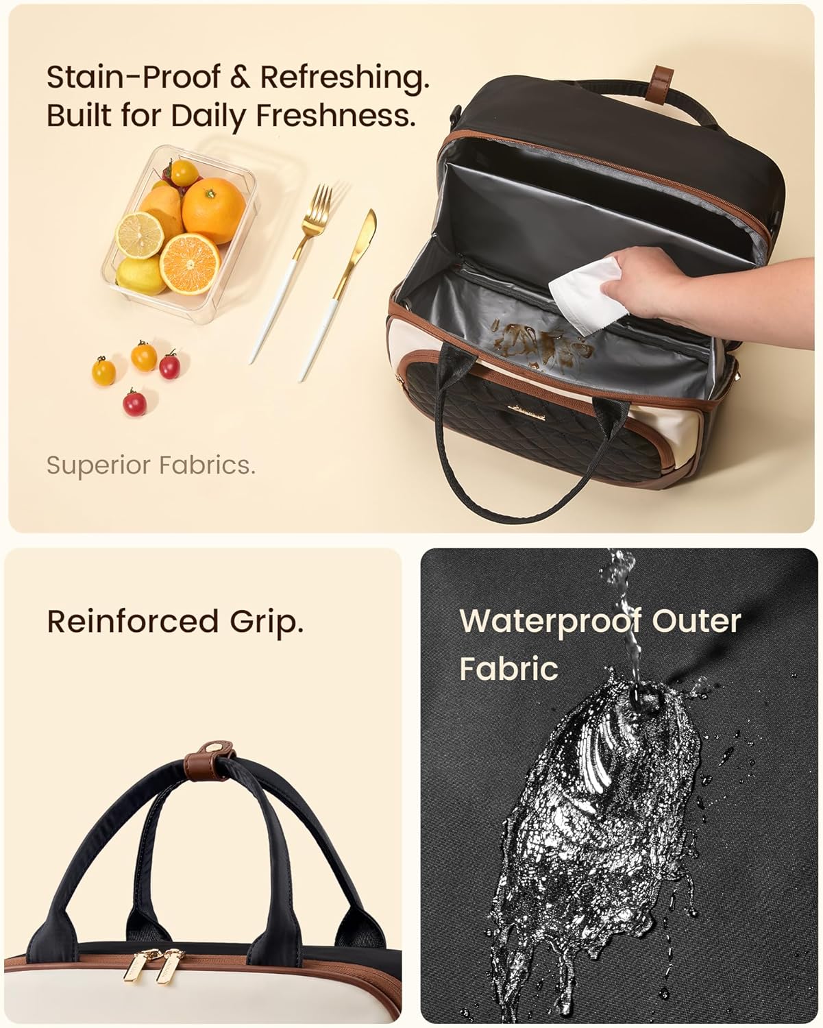 Insulated Lunch Bag for Women,Large Lunch Box Cooler Tote with Anti-Shifting Triangular Lid,Fixing Buckle for 40oz Tumbler,Wide Opening No-Spill Meal Carrier for Work Nurse Teacher Car Trip