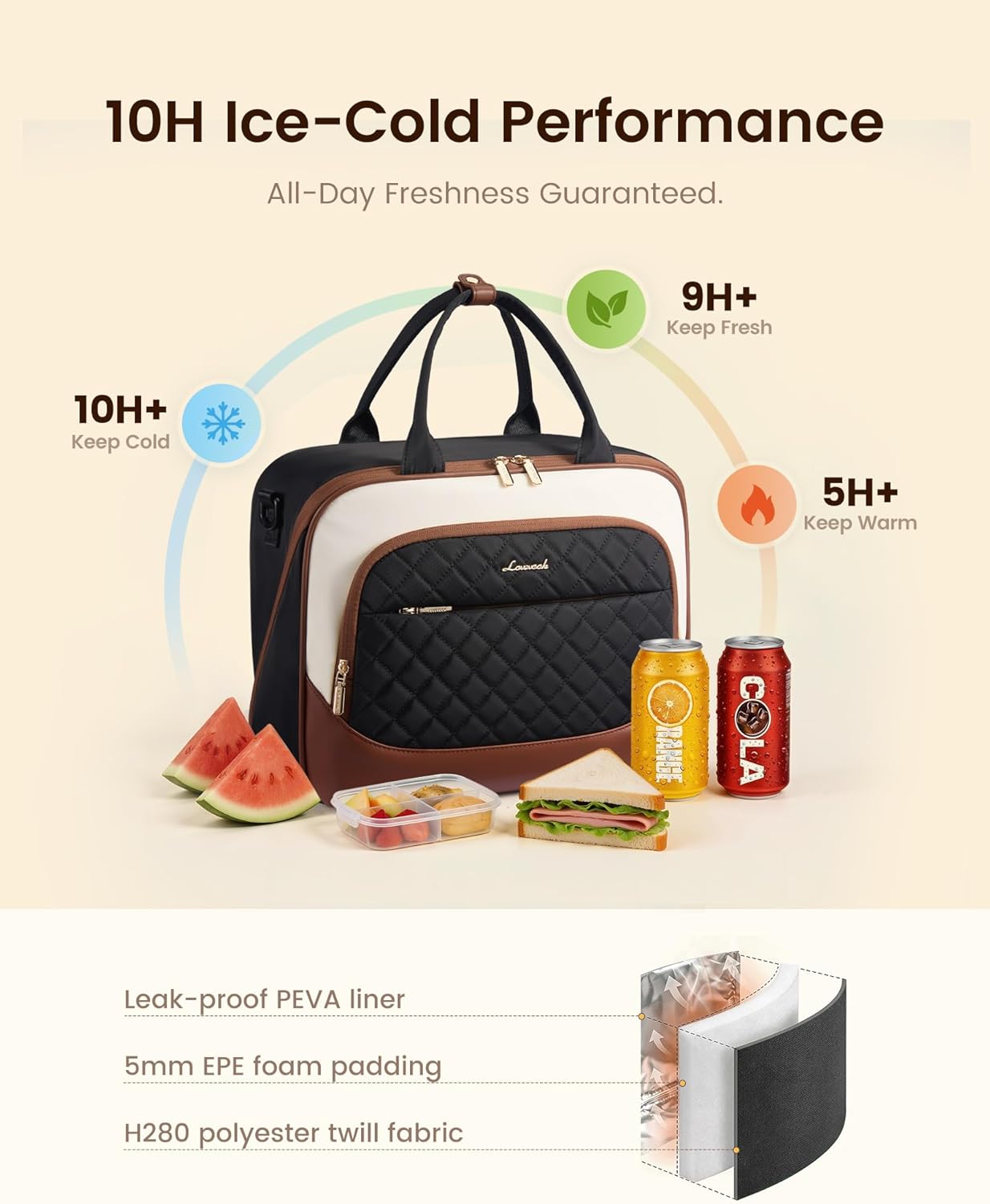Insulated Lunch Bag for Women,Large Lunch Box Cooler Tote with Anti-Shifting Triangular Lid,Fixing Buckle for 40oz Tumbler,Wide Opening No-Spill Meal Carrier for Work Nurse Teacher Car Trip