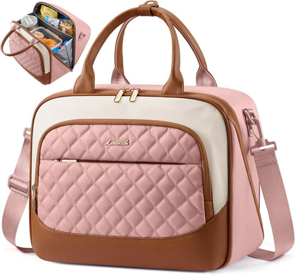 Insulated Lunch Bag for Women,Large Lunch Box Cooler Tote with Anti-Shifting Triangular Lid,Fixing Buckle for 40oz Tumbler,Wide Opening No-Spill Meal Carrier for Work Nurse Teacher Car Trip