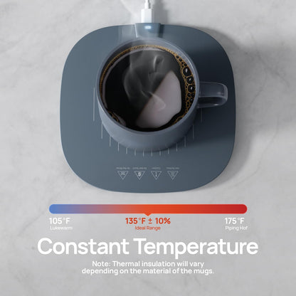 Coffee Mug Warmer, Auto-Heating Silicone Pad for Milk Bottle, Coffee, Beverages, Tea, Portable & Rollable 52℃/125.6℉ Cup Warmer