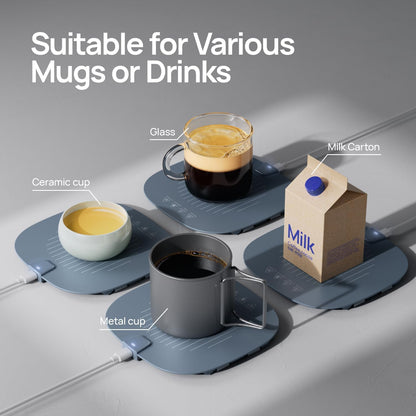 Coffee Mug Warmer, Auto-Heating Silicone Pad for Milk Bottle, Coffee, Beverages, Tea, Portable & Rollable 52℃/125.6℉ Cup Warmer