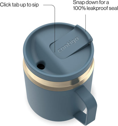 SnapSeal 30 oz Stainless Steel Vacuum-Insulated Tumbler with Handle & Reusable Straw, Leakproof AutoClose Lid, Cup Holder Friendly, BPA-Free & Lead-Free, Dishwasher Safe