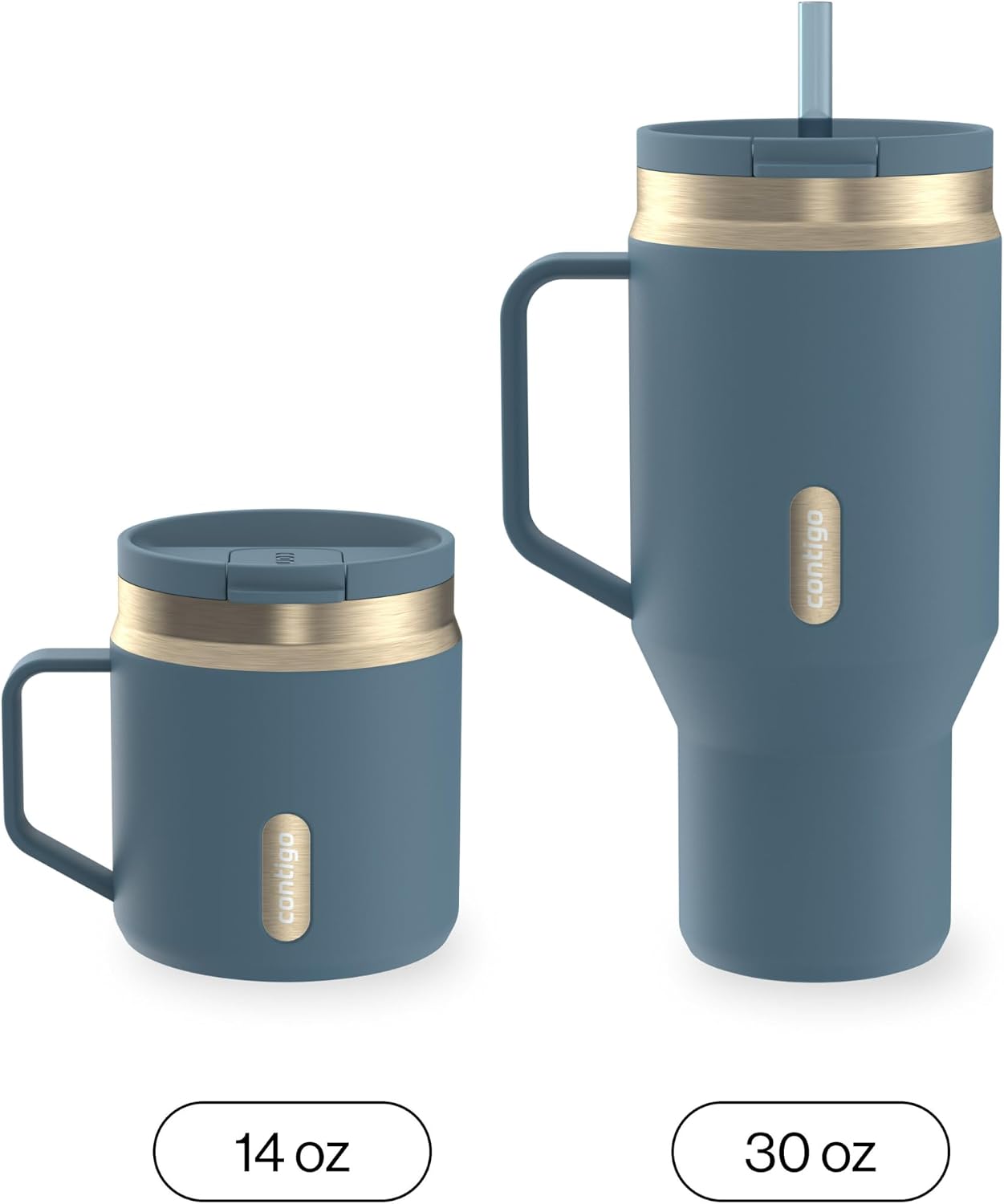 SnapSeal 30 oz Stainless Steel Vacuum-Insulated Tumbler with Handle & Reusable Straw, Leakproof AutoClose Lid, Cup Holder Friendly, BPA-Free & Lead-Free, Dishwasher Safe