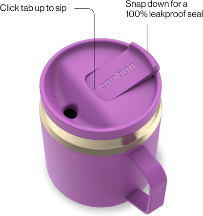 SnapSeal 30 oz Stainless Steel Vacuum-Insulated Tumbler with Handle & Reusable Straw, Leakproof AutoClose Lid, Cup Holder Friendly, BPA-Free & Lead-Free, Dishwasher Safe