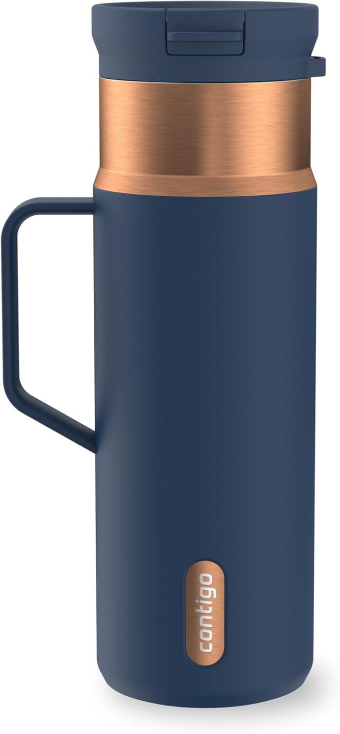 SnapSeal 30 oz Stainless Steel Vacuum-Insulated Tumbler with Handle & Reusable Straw, Leakproof AutoClose Lid, Cup Holder Friendly, BPA-Free & Lead-Free, Dishwasher Safe
