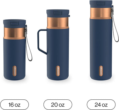 SnapSeal 30 oz Stainless Steel Vacuum-Insulated Tumbler with Handle & Reusable Straw, Leakproof AutoClose Lid, Cup Holder Friendly, BPA-Free & Lead-Free, Dishwasher Safe