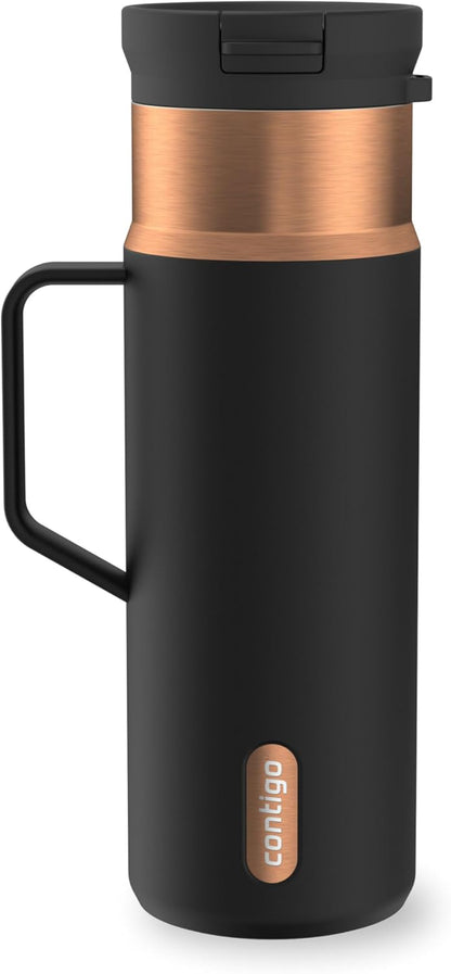 SnapSeal 30 oz Stainless Steel Vacuum-Insulated Tumbler with Handle & Reusable Straw, Leakproof AutoClose Lid, Cup Holder Friendly, BPA-Free & Lead-Free, Dishwasher Safe