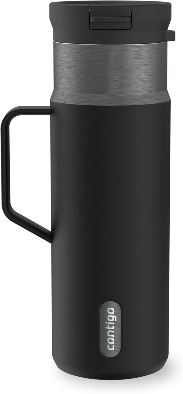 SnapSeal 30 oz Stainless Steel Vacuum-Insulated Tumbler with Handle & Reusable Straw, Leakproof AutoClose Lid, Cup Holder Friendly, BPA-Free & Lead-Free, Dishwasher Safe