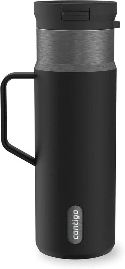 SnapSeal 30 oz Stainless Steel Vacuum-Insulated Tumbler with Handle & Reusable Straw, Leakproof AutoClose Lid, Cup Holder Friendly, BPA-Free & Lead-Free, Dishwasher Safe