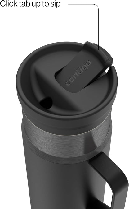 SnapSeal 30 oz Stainless Steel Vacuum-Insulated Tumbler with Handle & Reusable Straw, Leakproof AutoClose Lid, Cup Holder Friendly, BPA-Free & Lead-Free, Dishwasher Safe