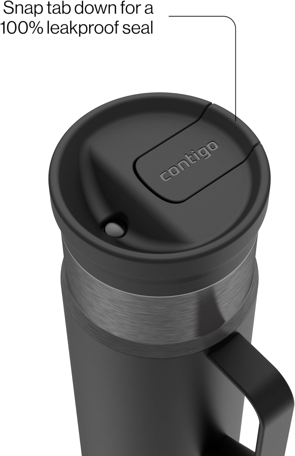 SnapSeal 30 oz Stainless Steel Vacuum-Insulated Tumbler with Handle & Reusable Straw, Leakproof AutoClose Lid, Cup Holder Friendly, BPA-Free & Lead-Free, Dishwasher Safe