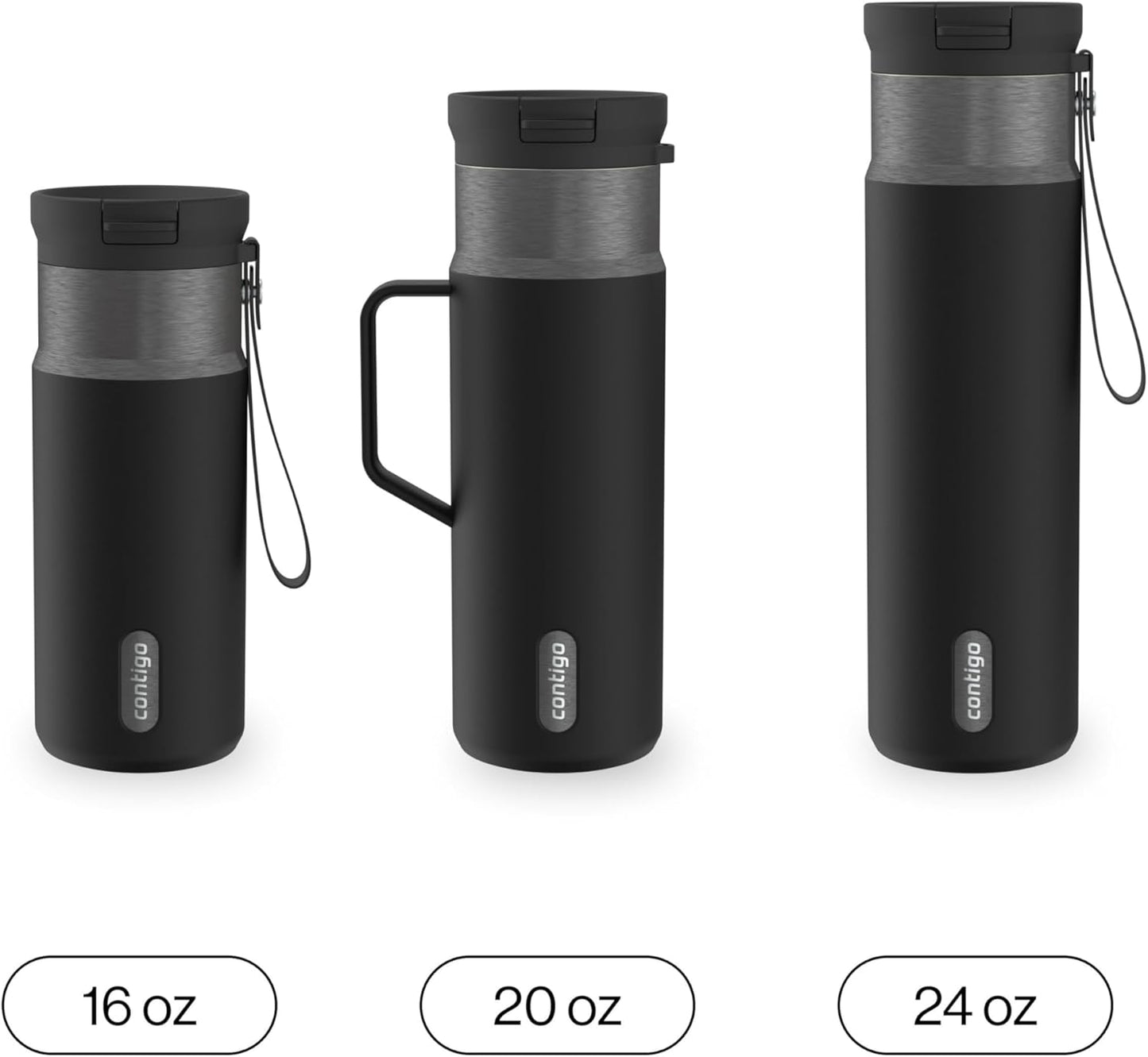 SnapSeal 30 oz Stainless Steel Vacuum-Insulated Tumbler with Handle & Reusable Straw, Leakproof AutoClose Lid, Cup Holder Friendly, BPA-Free & Lead-Free, Dishwasher Safe