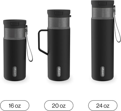 SnapSeal 30 oz Stainless Steel Vacuum-Insulated Tumbler with Handle & Reusable Straw, Leakproof AutoClose Lid, Cup Holder Friendly, BPA-Free & Lead-Free, Dishwasher Safe