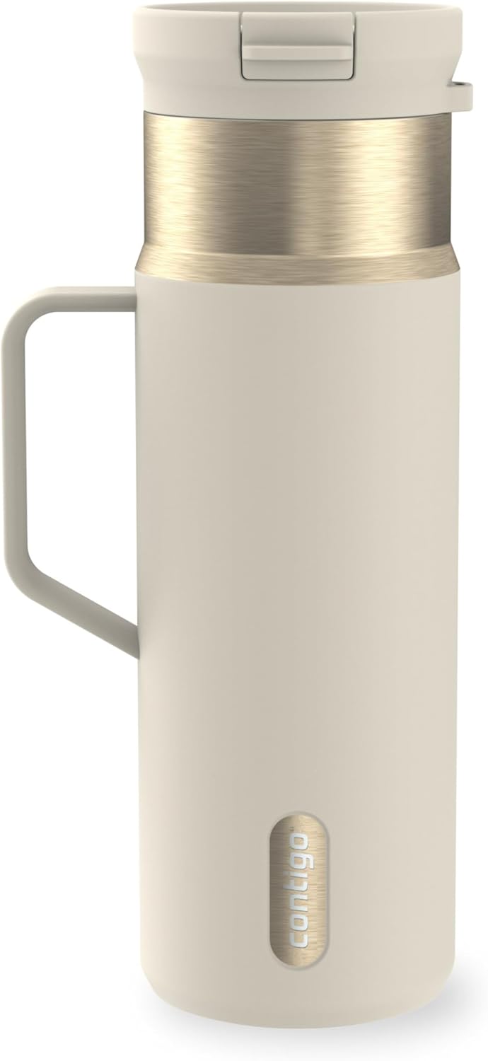SnapSeal 30 oz Stainless Steel Vacuum-Insulated Tumbler with Handle & Reusable Straw, Leakproof AutoClose Lid, Cup Holder Friendly, BPA-Free & Lead-Free, Dishwasher Safe