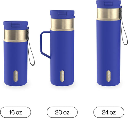 SnapSeal 30 oz Stainless Steel Vacuum-Insulated Tumbler with Handle & Reusable Straw, Leakproof AutoClose Lid, Cup Holder Friendly, BPA-Free & Lead-Free, Dishwasher Safe