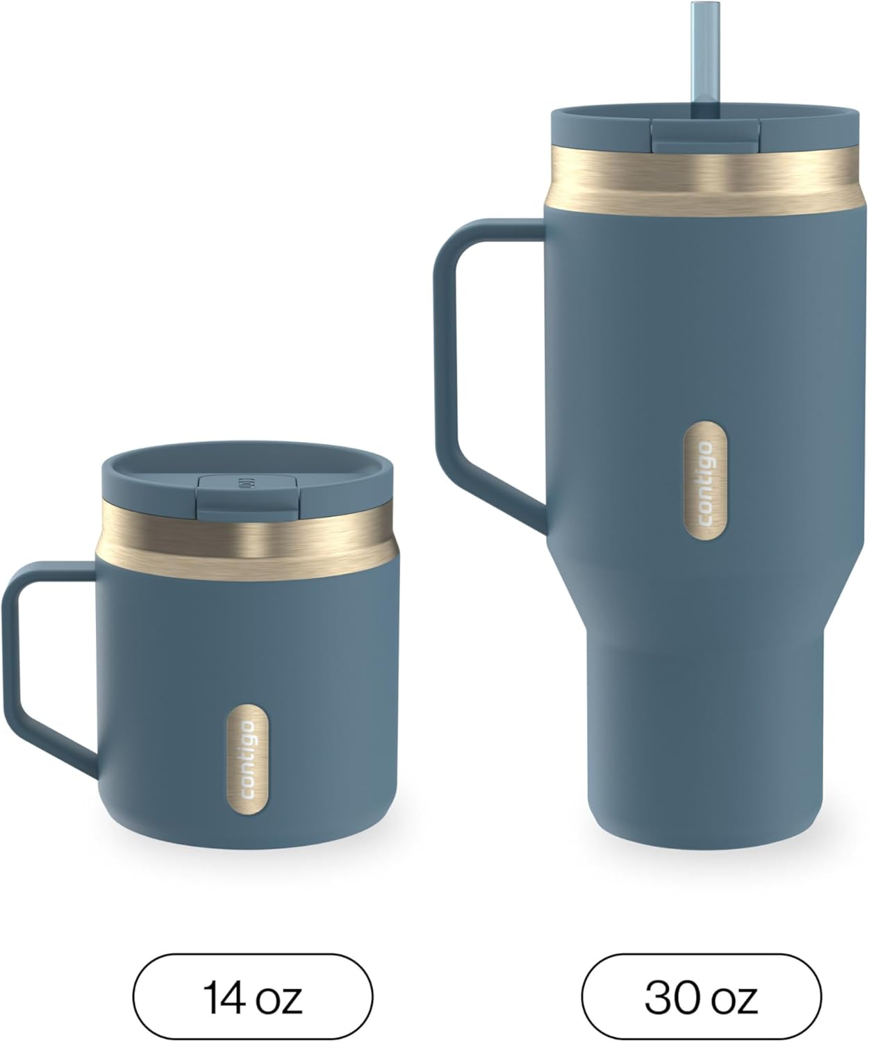 SnapSeal 30 oz Stainless Steel Vacuum-Insulated Tumbler with Handle & Reusable Straw, Leakproof AutoClose Lid, Cup Holder Friendly, BPA-Free & Lead-Free, Dishwasher Safe