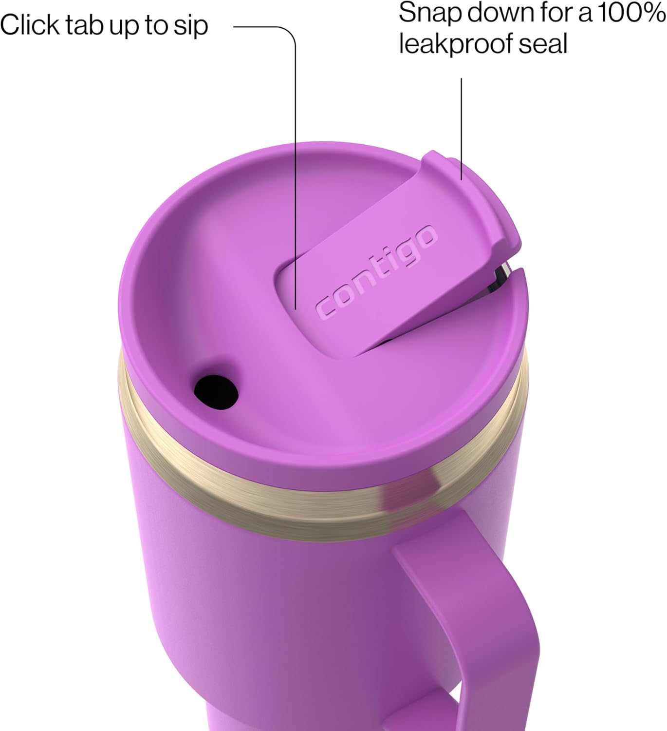 SnapSeal 30 oz Stainless Steel Vacuum-Insulated Tumbler with Handle & Reusable Straw, Leakproof AutoClose Lid, Cup Holder Friendly, BPA-Free & Lead-Free, Dishwasher Safe
