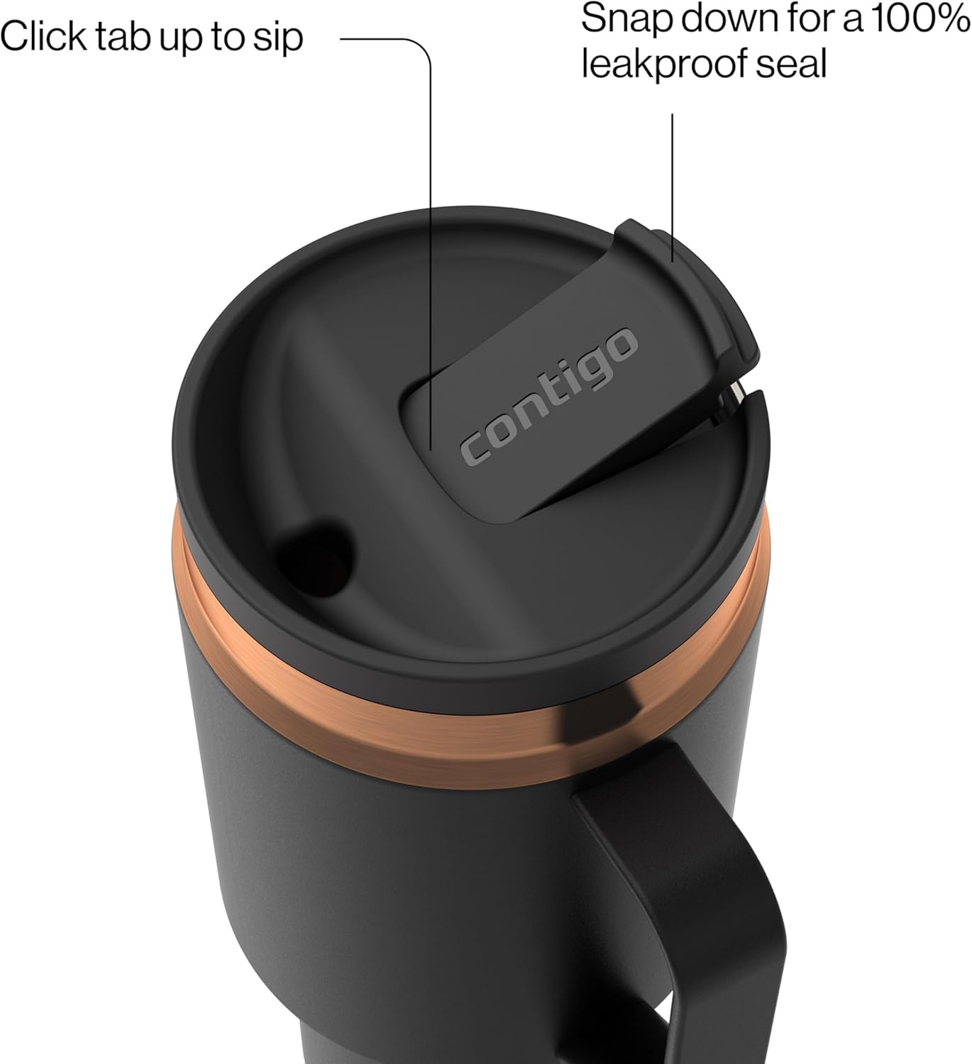 SnapSeal 30 oz Stainless Steel Vacuum-Insulated Tumbler with Handle & Reusable Straw, Leakproof AutoClose Lid, Cup Holder Friendly, BPA-Free & Lead-Free, Dishwasher Safe