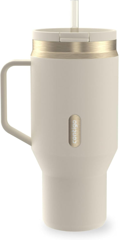 SnapSeal 30 oz Stainless Steel Vacuum-Insulated Tumbler with Handle & Reusable Straw, Leakproof AutoClose Lid, Cup Holder Friendly, BPA-Free & Lead-Free, Dishwasher Safe
