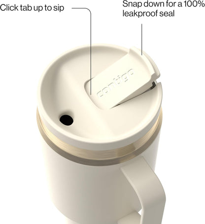 SnapSeal 30 oz Stainless Steel Vacuum-Insulated Tumbler with Handle & Reusable Straw, Leakproof AutoClose Lid, Cup Holder Friendly, BPA-Free & Lead-Free, Dishwasher Safe