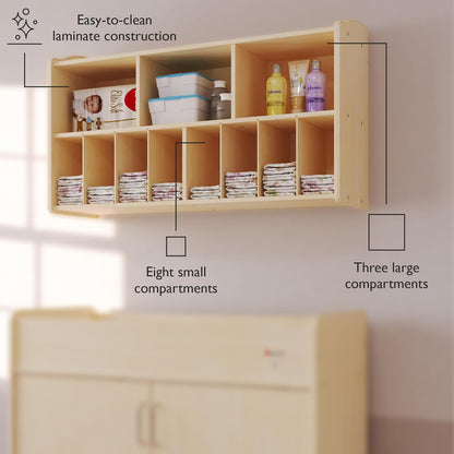 Foundations Wall-Mounted Diaper Organizer for Daycares, Natural