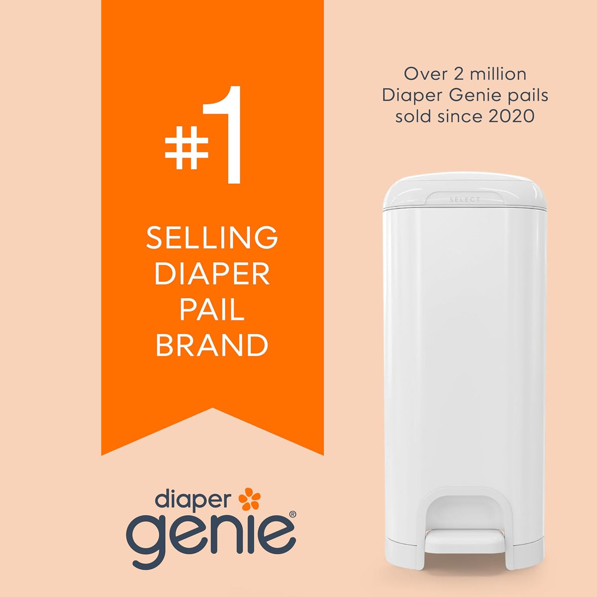 Jumbo Square Refill, with continuous film, can hold up to 810 newborn-sized diapers per refill.