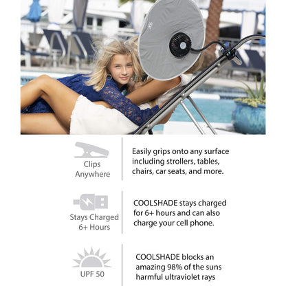 COOLSHADE UPF50 Sunshade by BUGGYGEAR - Easy Folding and Take with You Anywhere - Clamp it on a Chair or Baby Stroller - Collapsible, Compact, and Easy to Use - Protect Your Babys from The Sun