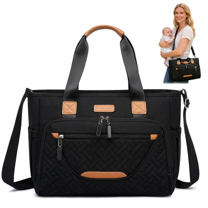 Diaper Bag Tote for Women, Baby Diaper Bag 16L (Black)