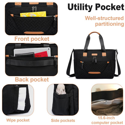 Diaper Bag Tote for Women, Baby Diaper Bag 16L (Black)