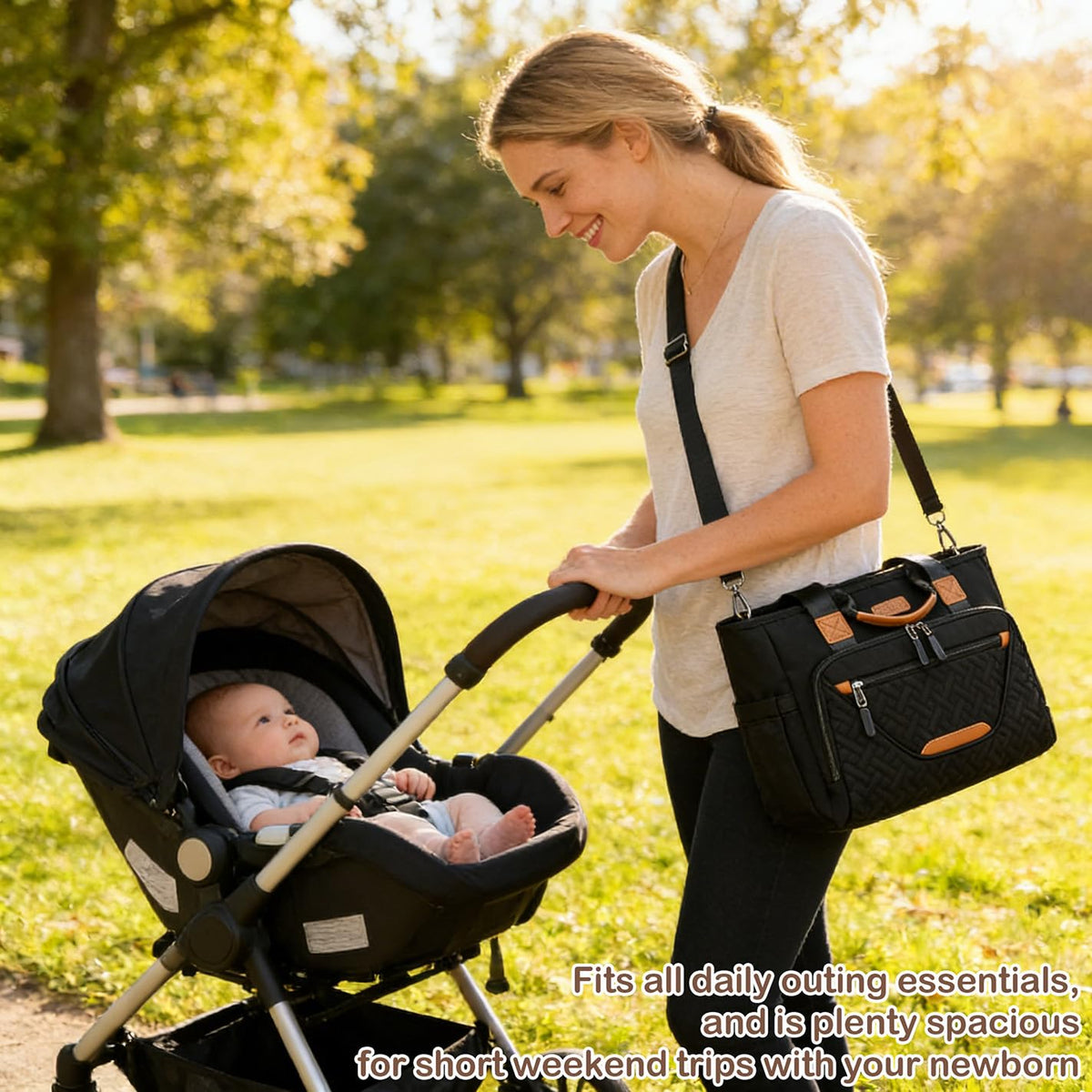 Diaper Bag Tote for Women, Baby Diaper Bag 16L (Black)