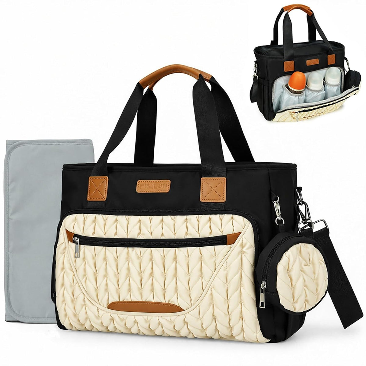 Diaper Bag Tote for Women, Baby Diaper Bag 16L (Black)