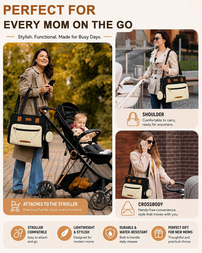 Diaper Bag Tote for Women, Baby Diaper Bag 16L (Black)