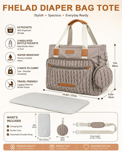 Diaper Bag Tote for Women, Baby Diaper Bag 16L (Black)
