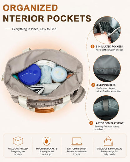 Diaper Bag Tote for Women, Baby Diaper Bag 16L (Black)