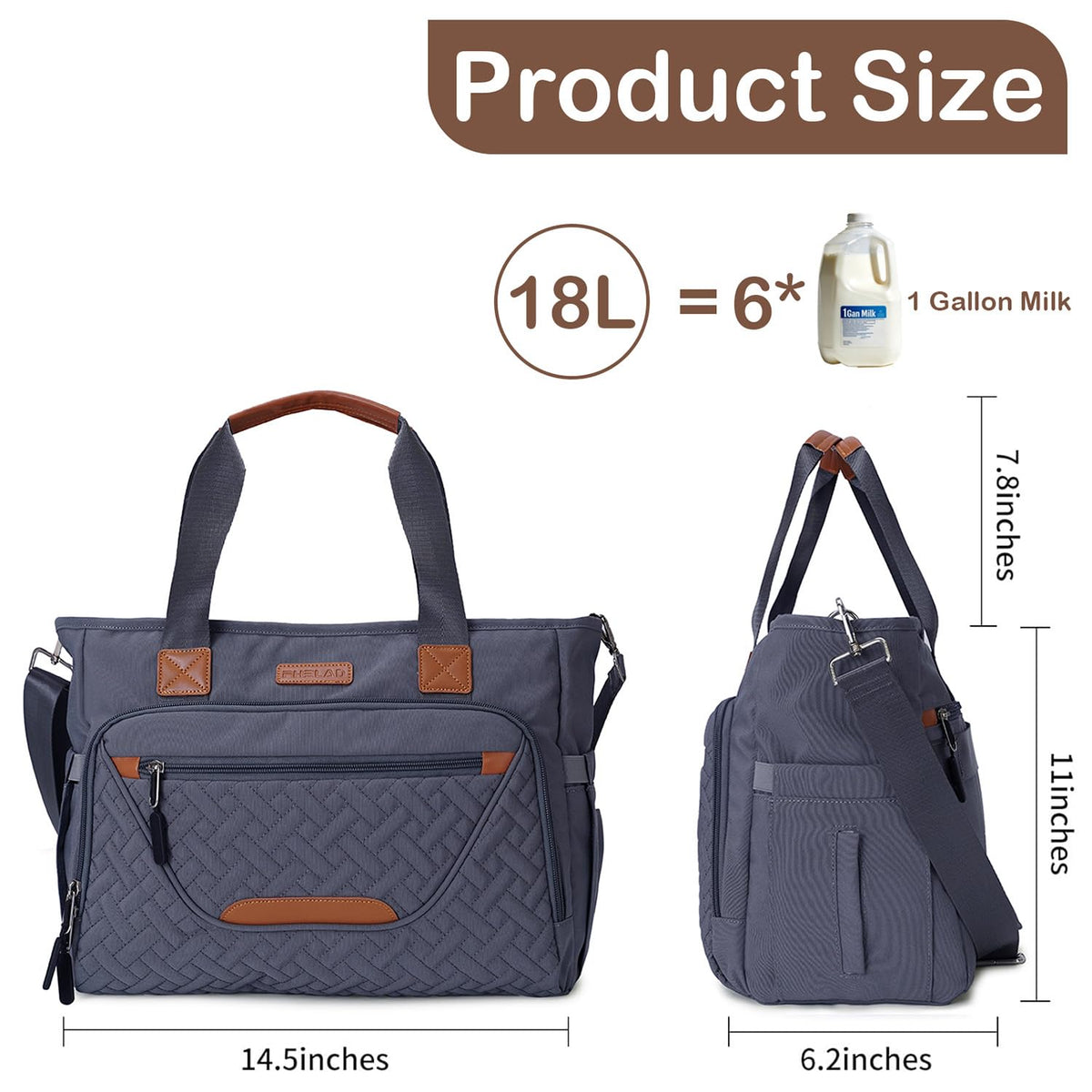 Diaper Bag Tote for Women, Baby Diaper Bag 16L (Black)