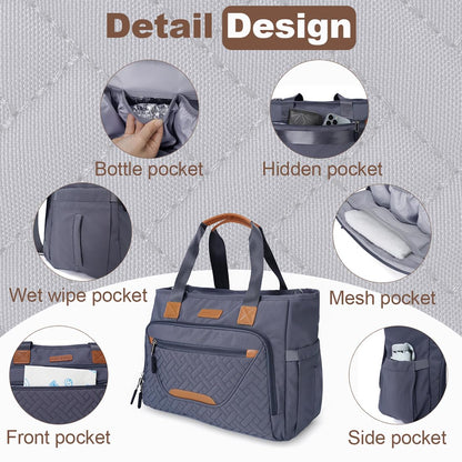 Diaper Bag Tote for Women, Baby Diaper Bag 16L (Black)