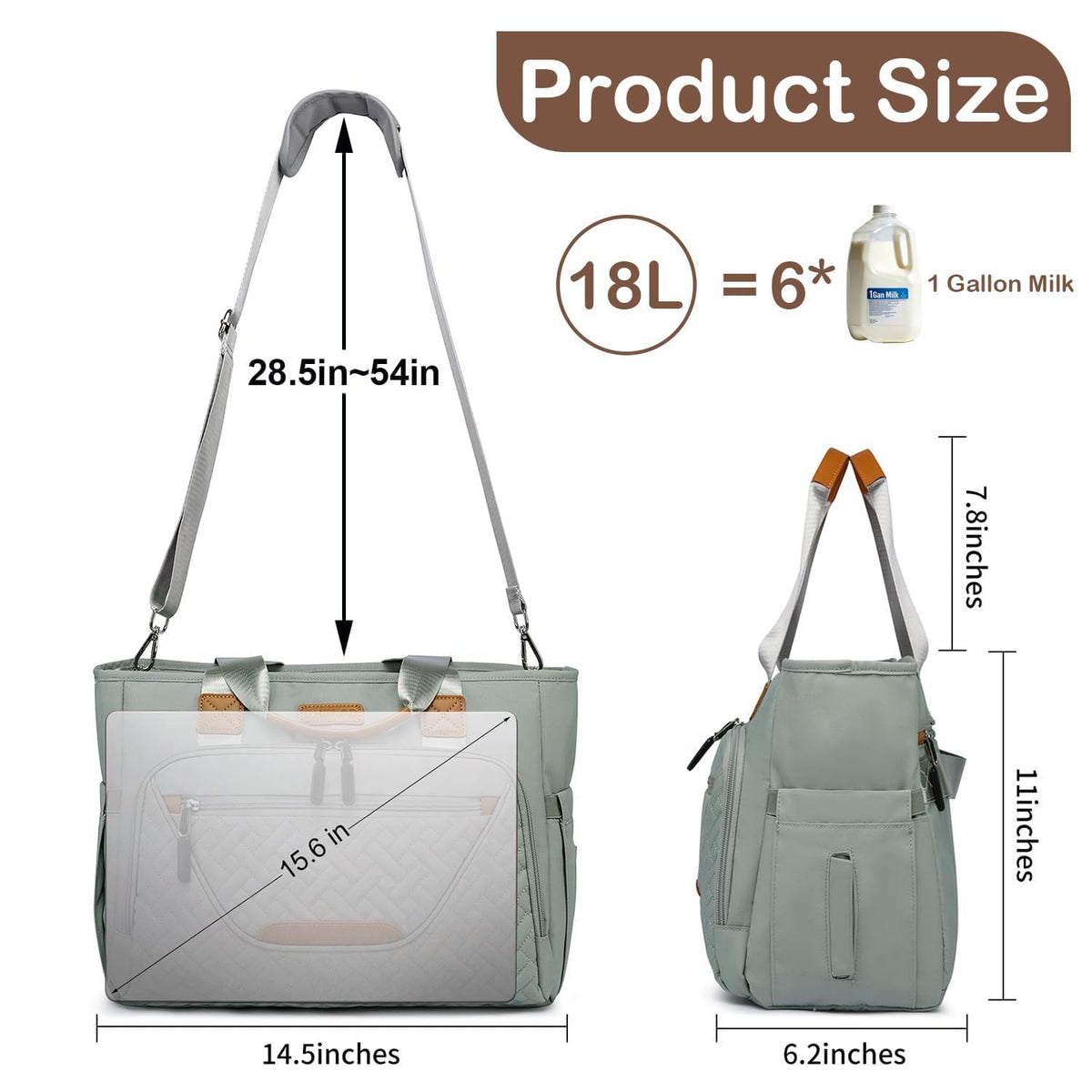 Diaper Bag Tote for Women, Baby Diaper Bag 16L (Black)