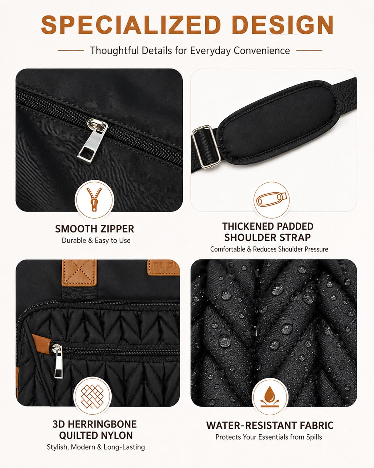Diaper Bag Tote for Women, Baby Diaper Bag 16L (Black)
